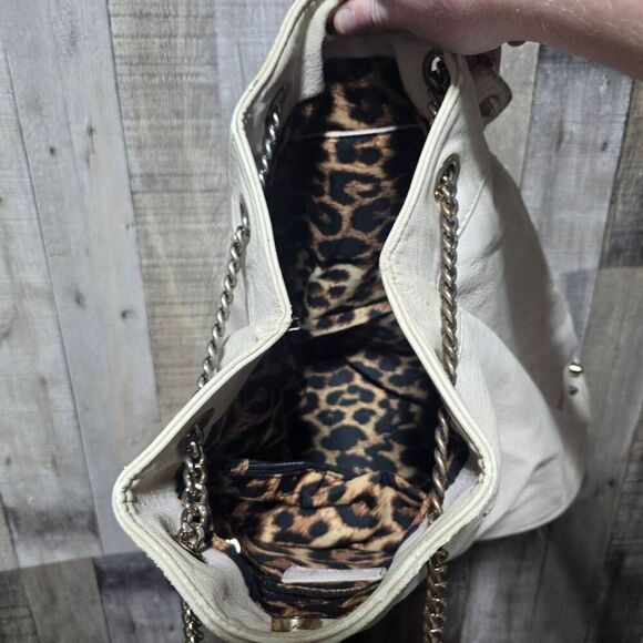 Symeli Cream Gold Studded Skull Faux Leather Goth Punk Emo Bag Purse - Picture 9 of 10